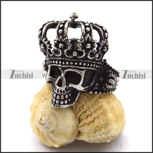 vintage crown skull ring r001986
