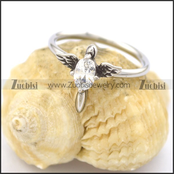 clear zircon 2 wings womens ring r002073