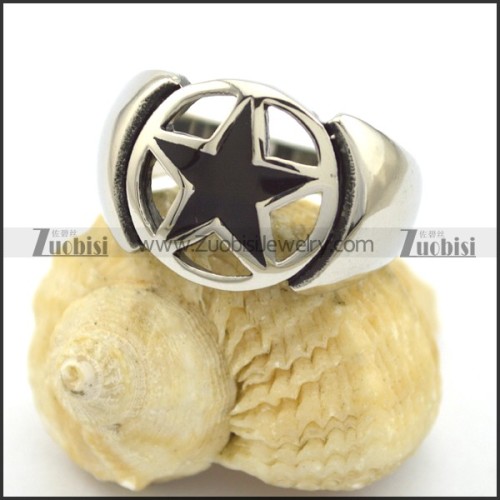 Hollow Black Star Ring r001919