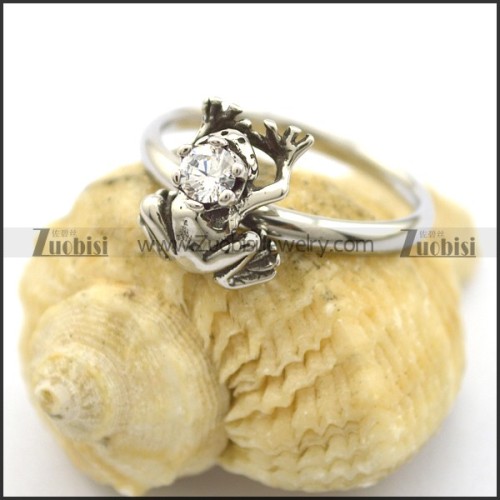 clear facted rhinestone frog ring r002226