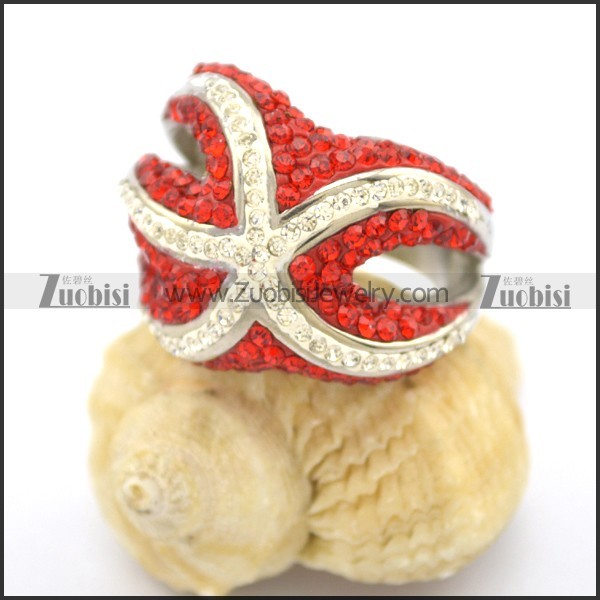 Red and White Rhinestones Fashion Rings r002372