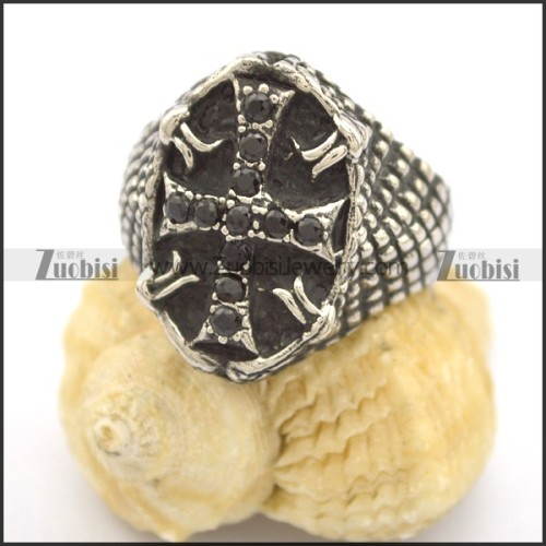 black stone cross ring r002261