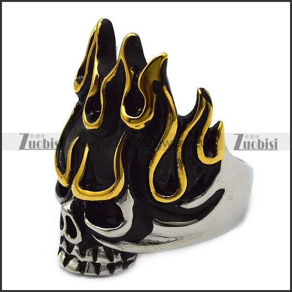 Flame Skull Ring in Golden and Silver Tone with Size 7 to 15 r005712