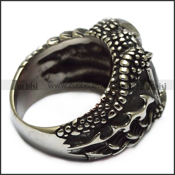 Retro Gothic Stainless Steel Dragon Claw Red Zircon Ring for Men r005740