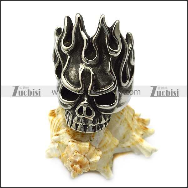 Big Flame Head Skull Stainless Steel Biker Skeleton Rings up to US Size 15 r005711