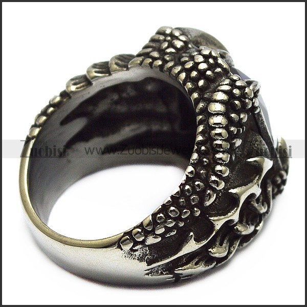 Unique Vintage Men's Blue Zircon Gemstone Inlay Dragon Claw Ring r005733