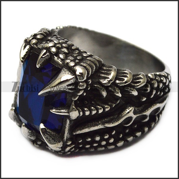 Unique Vintage Men's Blue Zircon Gemstone Inlay Dragon Claw Ring r005733