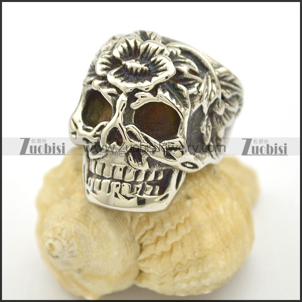 Flower Forehead Skull Ring r002520