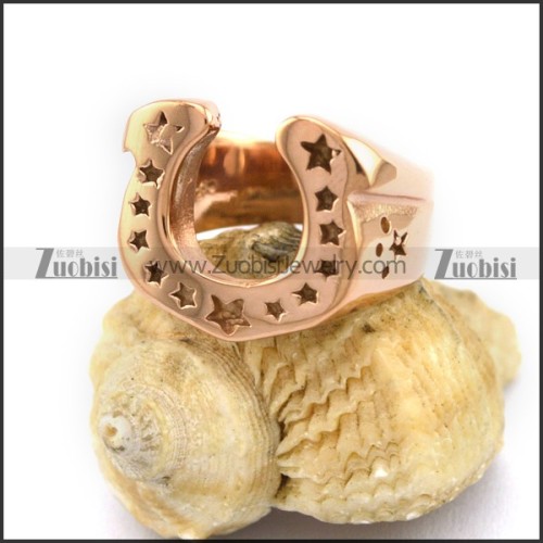 Rose Gold Plating Stainless Steel Horse's Hoof Ring r003039