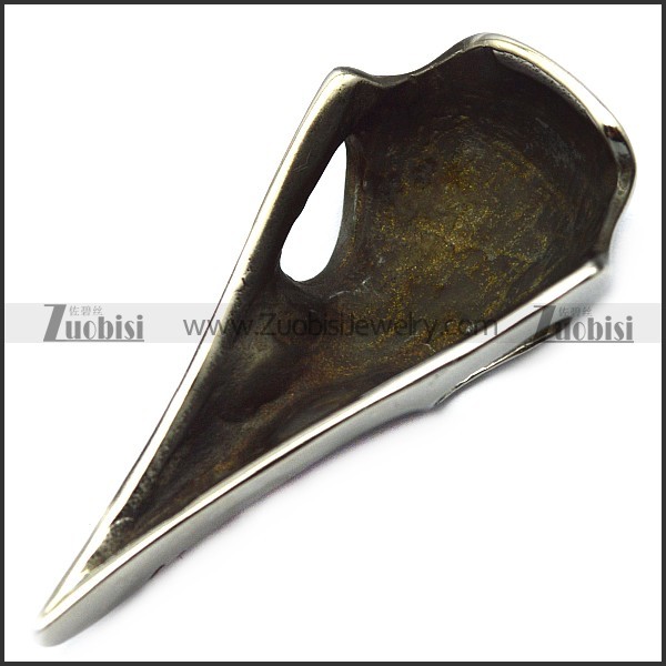hollow stainless steel raven pendant p007875