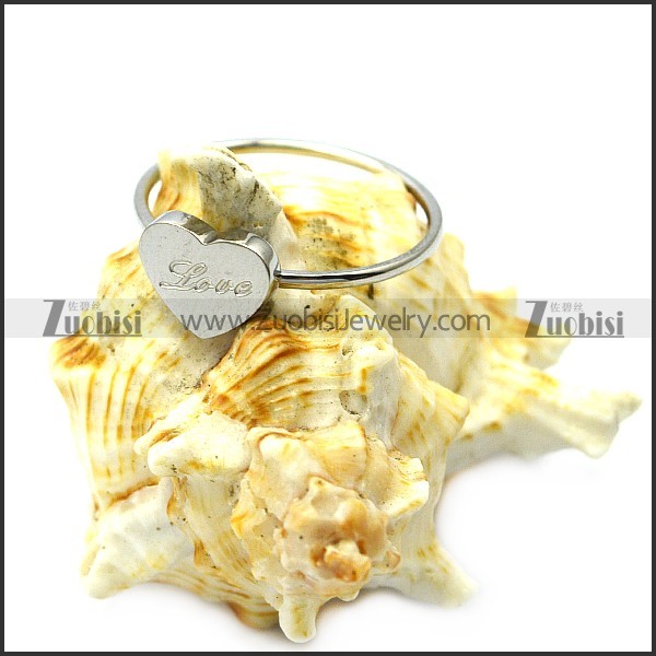 silver tone stainless steel heart ring engraved LOVE r005836