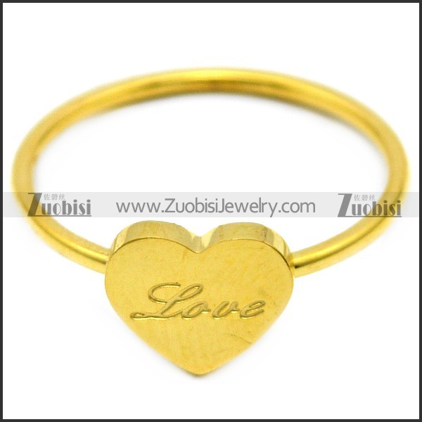 heart shaped women ring engraved LOVE in yellow gold tone r005837