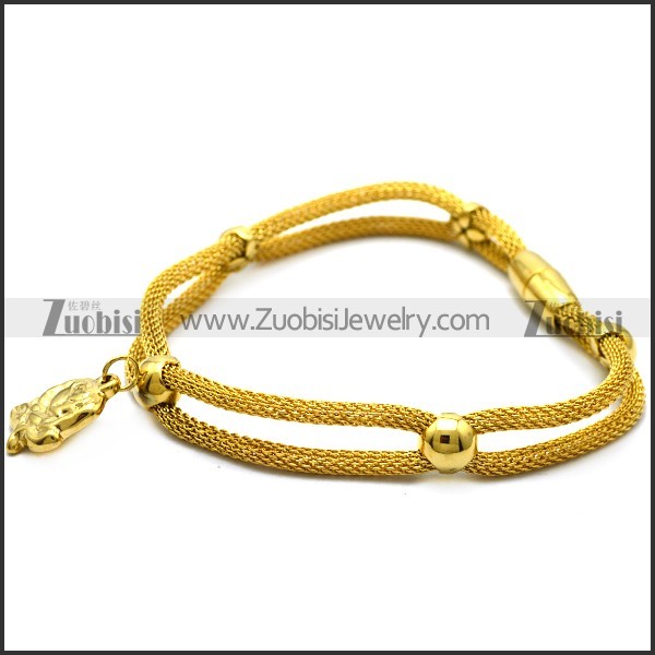 Gold Plating Stainless Steel Hollow Mesh Chain Bracelet b008017