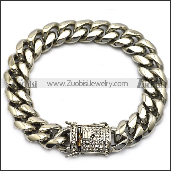 14mm wide stainless steel cast hip hop bracelet b007988