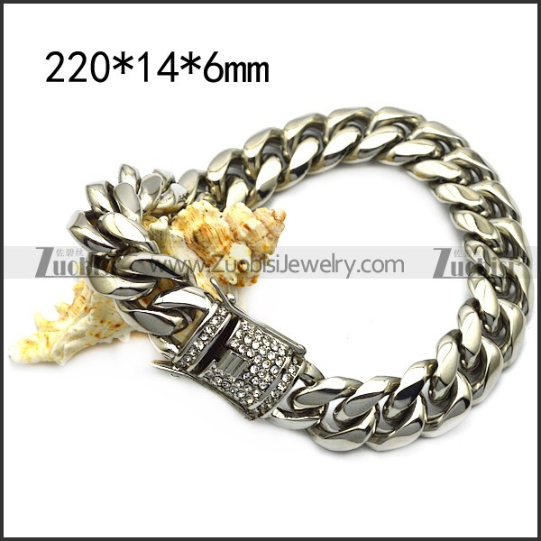 14mm wide stainless steel cast hip hop bracelet b007988