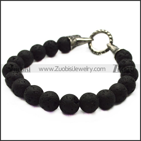 lava rosary bracelet with 2 raven heads end caps b007994