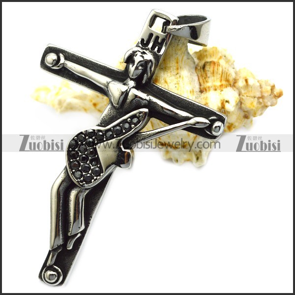 jh rocker black rhinestons guitar cross pendant for french rock fans p008224