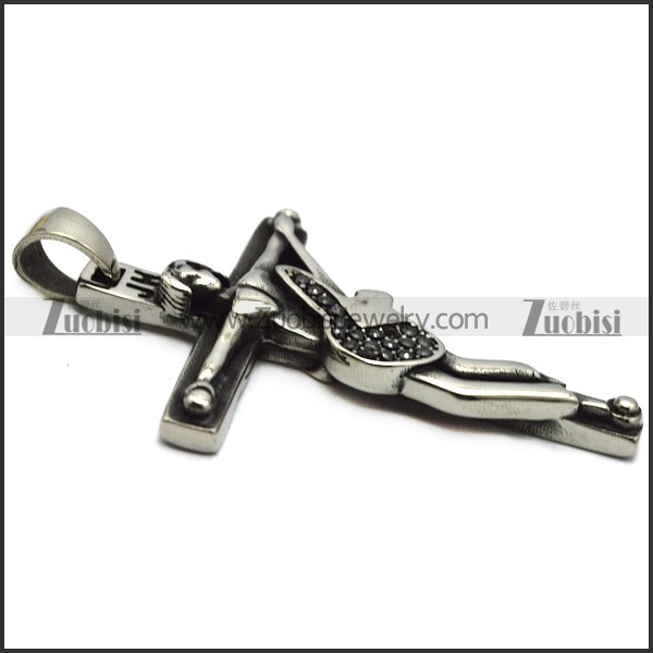 jh rocker black rhinestons guitar cross pendant for french rock fans p008224