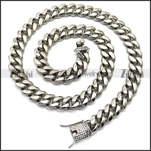 1.4cm stainless steel bling hip hop necklace n002225