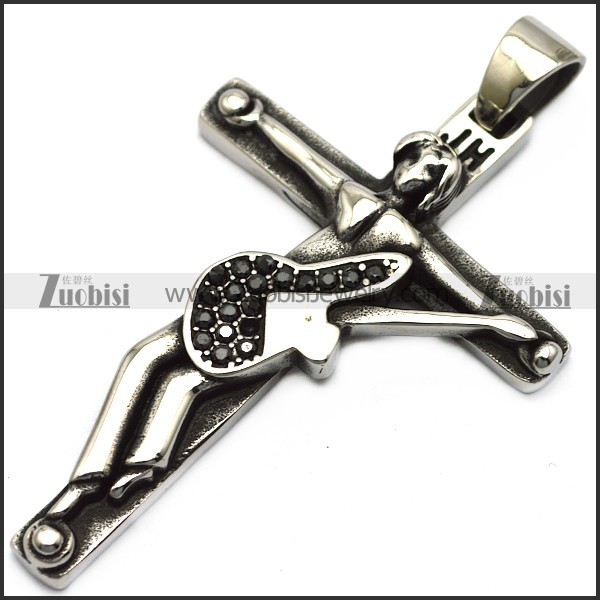 jh rocker black rhinestons guitar cross pendant for french rock fans p008224