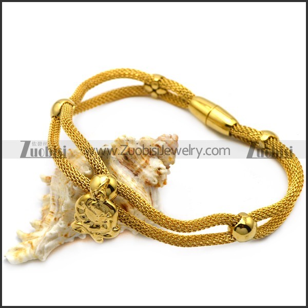 Gold Plating Stainless Steel Hollow Mesh Chain Bracelet b008017