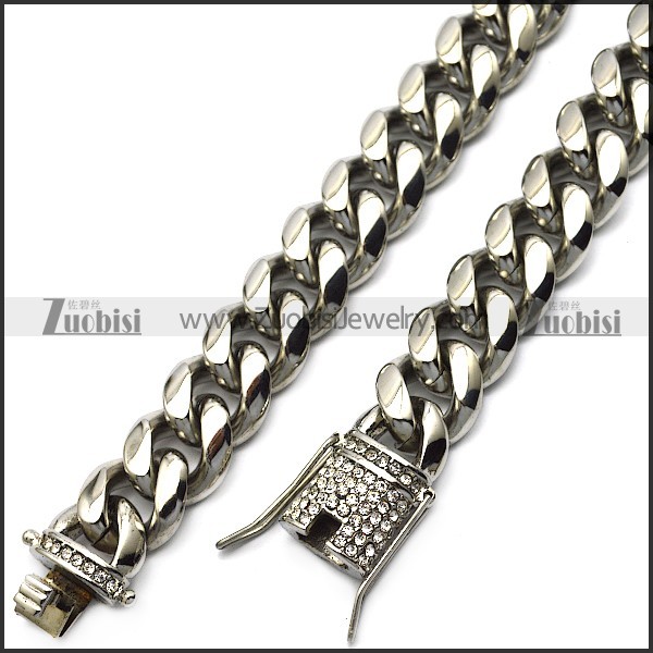 1.4cm stainless steel bling hip hop necklace n002225