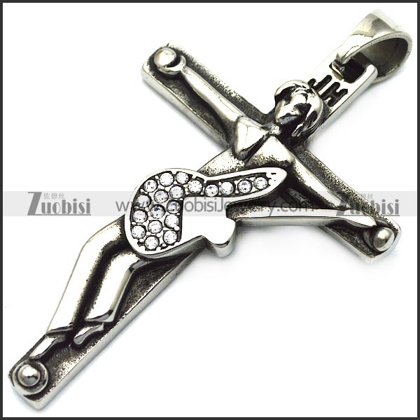 johnny hallyday guitar cross pendant in vintage 316l stainless steel p008399