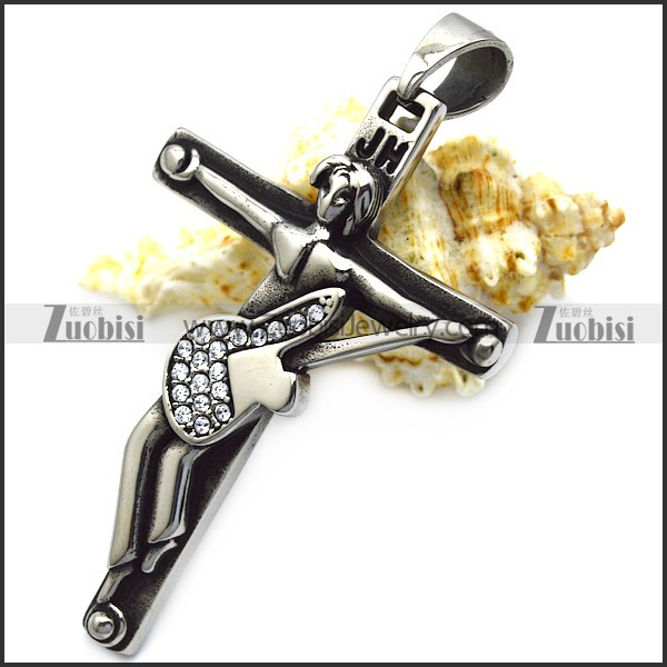 johnny hallyday guitar cross pendant in vintage 316l stainless steel p008399
