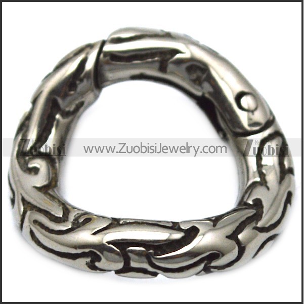 19mm wide textured donut clasp in vintage stainless steel a000749