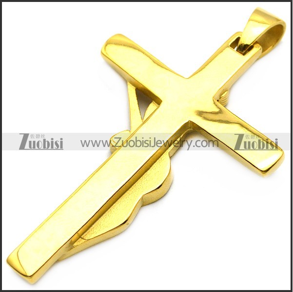yellow gold plating hallyday johnny guitar cross with black rhinestones p008529