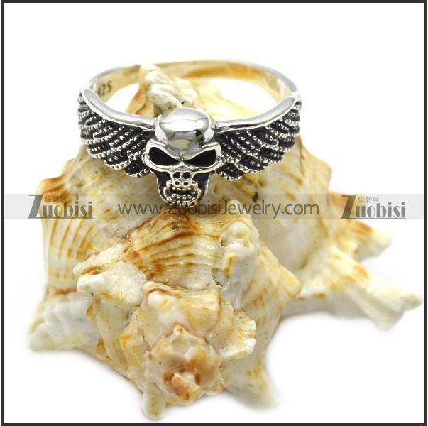 Mens 925 Sterling Silver Skull Ring r006058