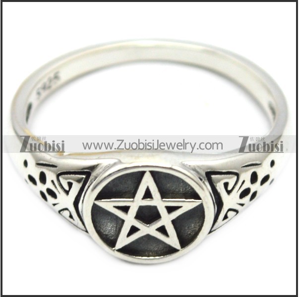 sterling silver casting pentagram ring r006082
