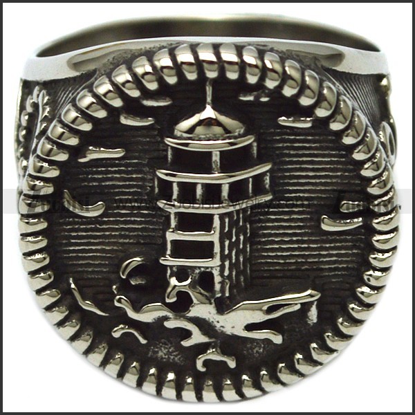 Stainless Steel Lighthouse Signet Ring r006528