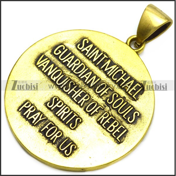 antique golden ST. Michael patron saint of law enforcement pendant p008883
