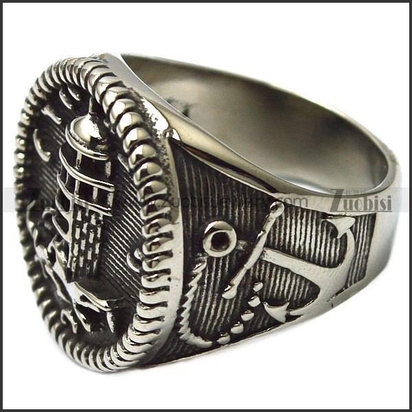 Stainless Steel Lighthouse Signet Ring r006528