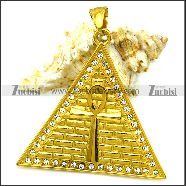 Golden Stainless Steel Egypt Nile Ankh Pendant p009063