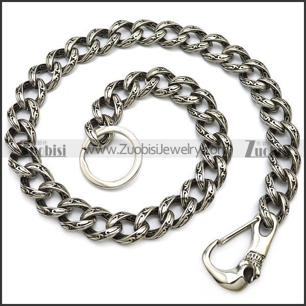Stainless Steel Casting Jean Chain with Skull Clasp y000016