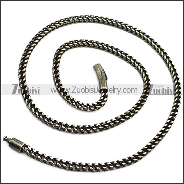 60CM Long Oxidized Black Stainless Steel Franco Chain n002802
