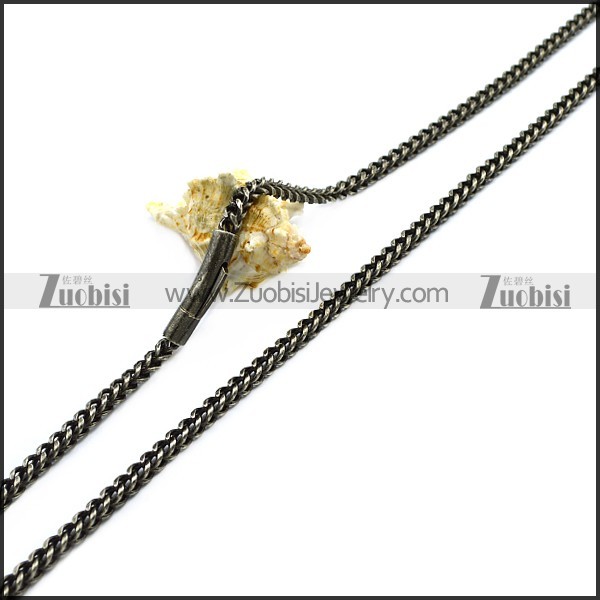 60CM Long Oxidized Black Stainless Steel Franco Chain n002802