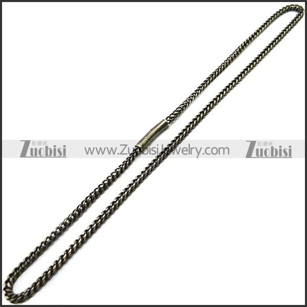 60CM Long Oxidized Black Stainless Steel Franco Chain n002802