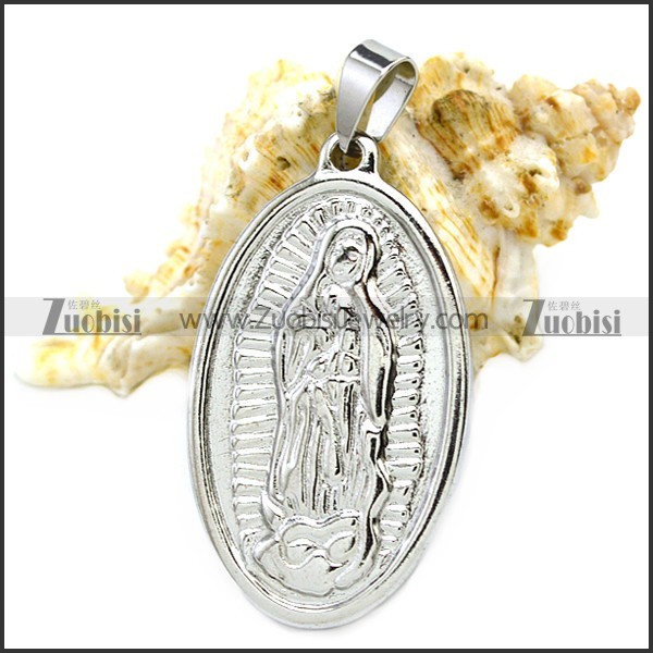 Silver Plated Stainless Steel Virgin Mary Pendant p009713