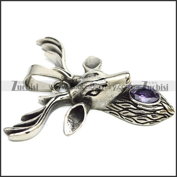 Stainless Steel Reindeer Head Pendant p009627