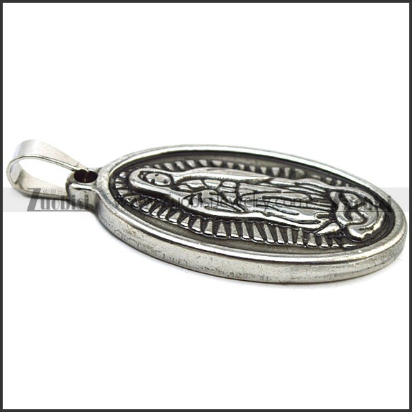 Vintage Silver Stainless Steel Virgin Mary Pendant p009714