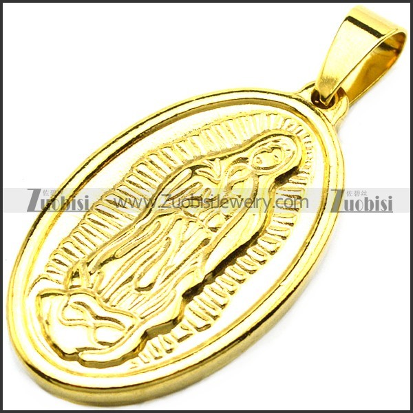 K Gold Plated Stainless Steel Virgin Mary Pendant p009715