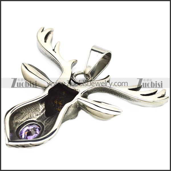 Stainless Steel Reindeer Head Pendant p009627
