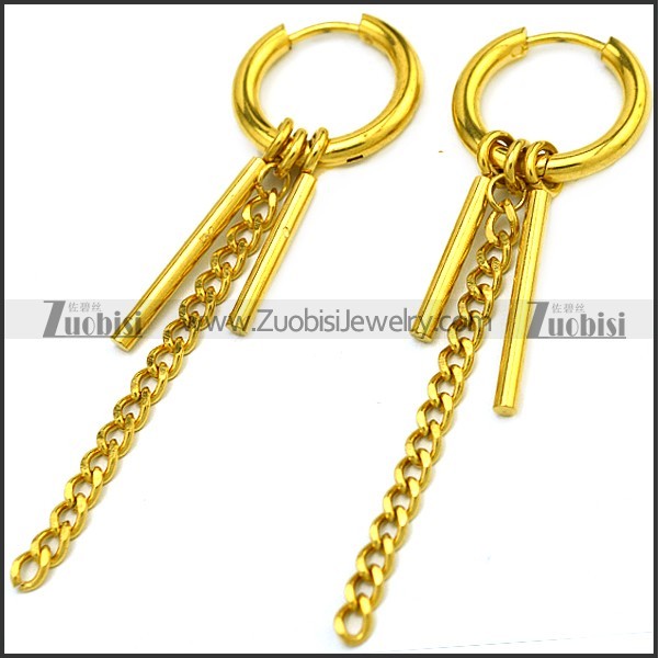 Golden Stainless Steel Huggie Hinged Hoop Dangle Earrings for Women e001896