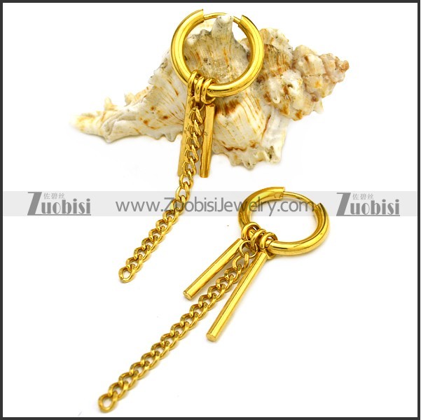 Golden Stainless Steel Huggie Hinged Hoop Dangle Earrings for Women e001896