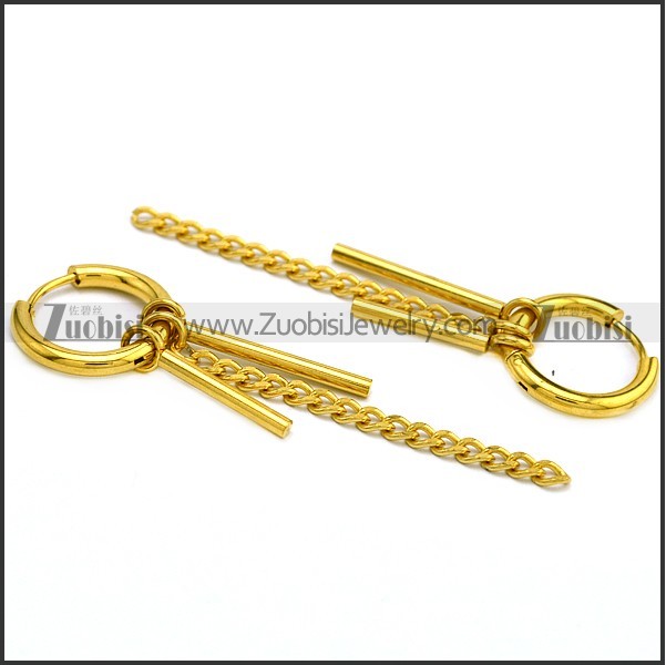 Golden Stainless Steel Huggie Hinged Hoop Dangle Earrings for Women e001896