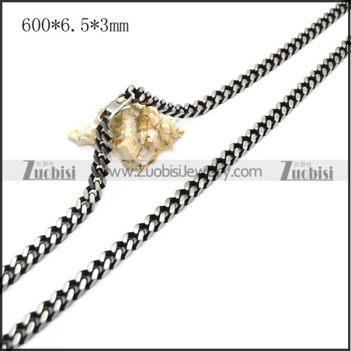 60CM Long Vintage Silver Cuban Link Chain Stainless Steel Necklace n002858