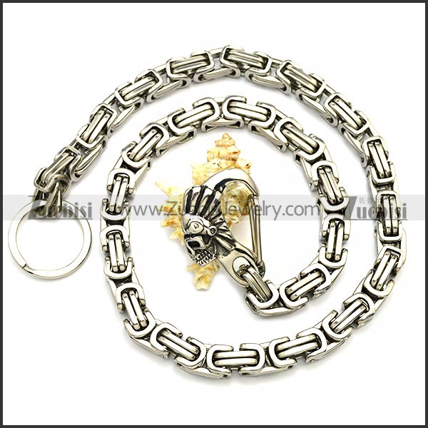 Custom Indian chief Clasp Metal Biker Byzantine Pants Chain for Men y000053